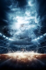 First person perspective of seeing basketball match in a luxury stadium