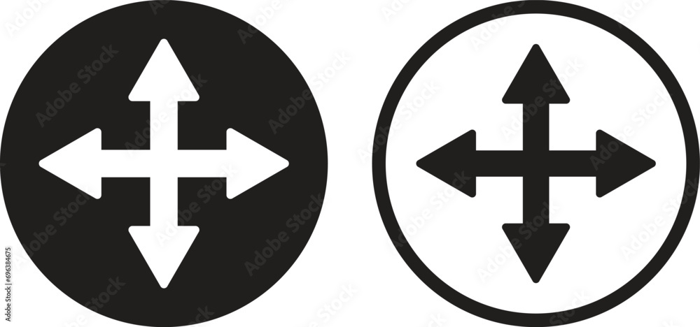 Poster Drag and drop icon set in two styles isolated on white background Move icon vector