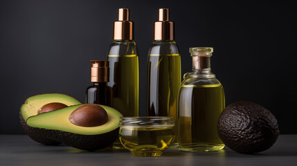 Avocado based cosmetics natural ingredients - obrazy, fototapety, plakaty