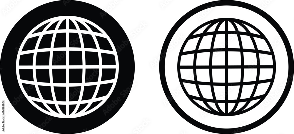 Poster globe icon set in two styles . world wide web symbol vector . world icon . go to web symbol icon