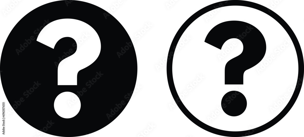 Poster help icon set in two styles isolated on white background . question mark symbol vector