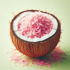 coconut with pink colored shavings