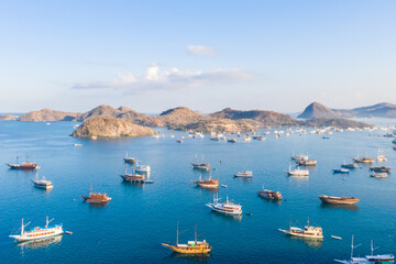 Fototapeta na wymiar Labuan Bajo Harbour. Where the Komodo Dragon trip begin. Labuan Bajo is a fishing town located at the western end of the large island of Flores in the Nusa Tenggara region of east Indonesia.