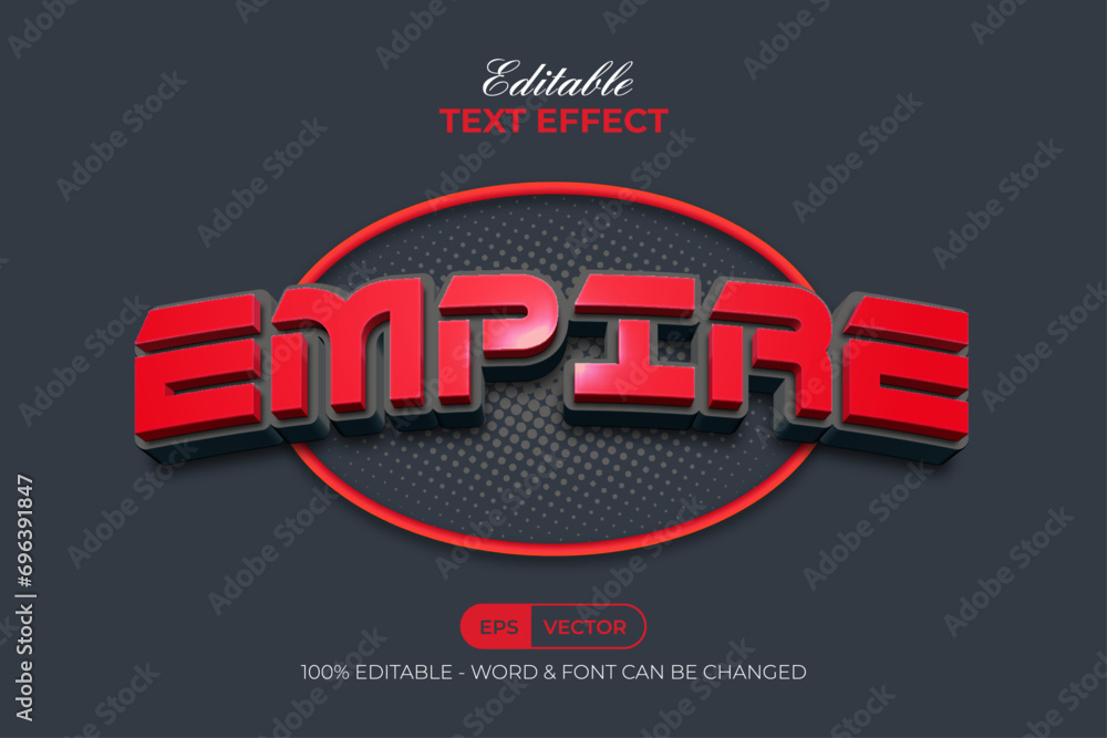 Poster empire 3d text effect red shiny style. editable text effect.