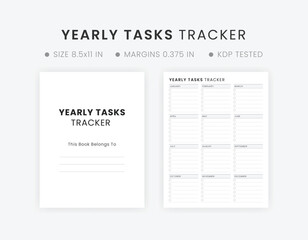 Yearly Tasks Tracker Printable Template Download