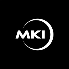 MKI letter logo design with black background in illustrator, cube logo, vector logo, modern alphabet font overlap style. calligraphy designs for logo, Poster, Invitation, etc.