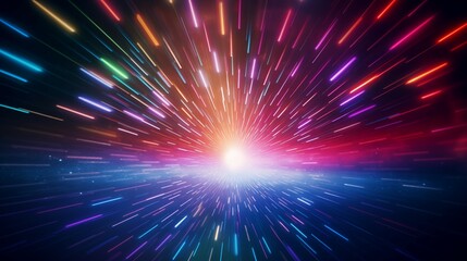 A colorful disco light explosion with spiral light beam