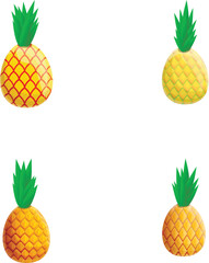 Pineapple fruit icons set cartoon vector. Exotic fruit. Healthy nutrition