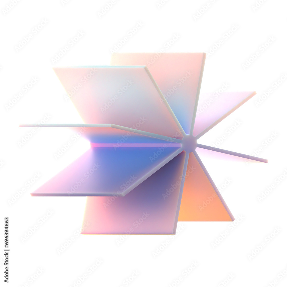 Poster Gradient 3d asterisk cylinder shape, subsurface material 3d rendering