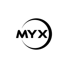 MYX letter logo design with white background in illustrator, cube logo, vector logo, modern alphabet font overlap style. calligraphy designs for logo, Poster, Invitation, etc.