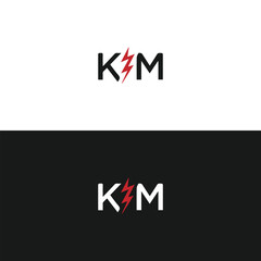 KM logo. K M design. White KM letter. KM, K M letter logo design. Initial letter KM linked circle uppercase monogram logo. K M letter logo vector design.	
