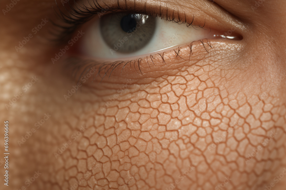 Aufkleber A close-up image showcasing the natural texture of the skin, with pores appearing as tiny, barely visible dots across the surface.