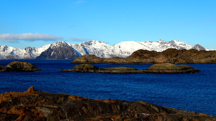 Fototapeta na wymiar Gateway to Lofoten Islands, Svolvaer, the north of Norway.