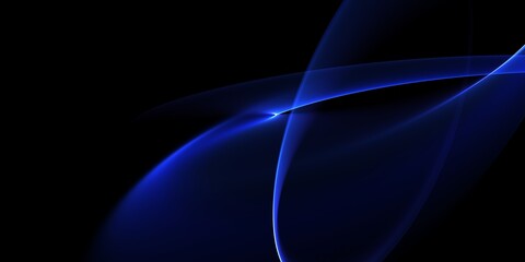 Abstract blue neon circle effect on black background