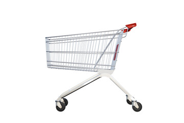 Shopping cart and trolley. Isolated background. Retail, shop, store, grocery.