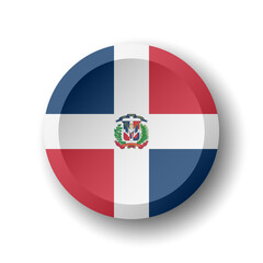 Dominican Republic flag - 3D circle button with dropped shadow. Vector icon.