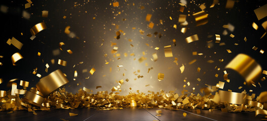 Develop posters or promotional materials for award ceremonies, film festivals, or recognition events using a golden confetti background to symbolize achievement and success. - obrazy, fototapety, plakaty