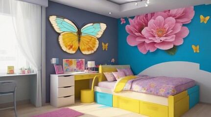 Butterfly Delight in a Playful Children's Bedroom