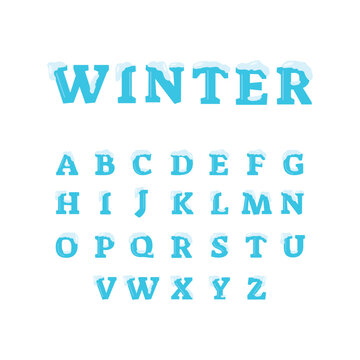 Winter Uppercase Alphabet Font Vector Design
