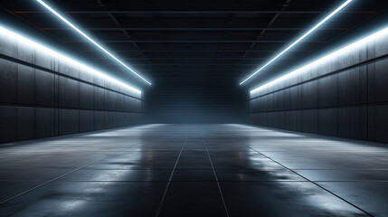 hall tunnel corridor studio neon ligth white