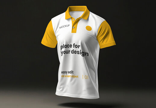 Polo Shirt Side Floating Design Mockup