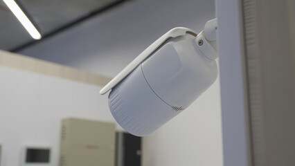 IP CCTV camera. Protecting the building from robbery.