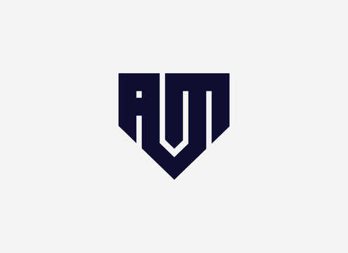 Abstract Initial Letter AM AWM Logo. Geometric Shapes Letter AWM Isolated on White Background. Suitable For Business and Branding Logos. Flat Design Vector Template Elements