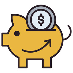 Savings Outline Color Icon