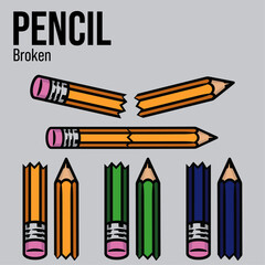 Broken Pencil - Pencil Fighting vector Illustration