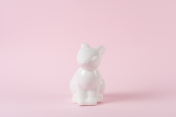 Front view of porcelain Easter bunny or rabbit. Minimal Easter concept.