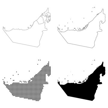 Set of United arab emirates map icon, geography blank concept, graphic background vector illustration