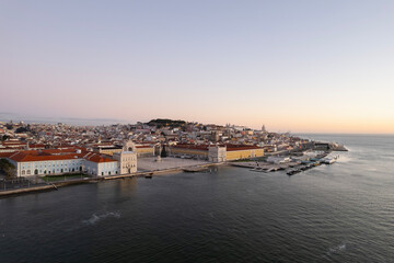 aerial drone travel view of the city lisbon in portugal