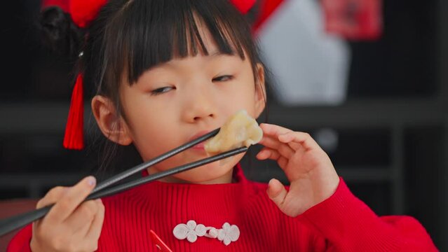 Eating dumplings during Chinese Festival, the whole family is preparing to eat dumplings,