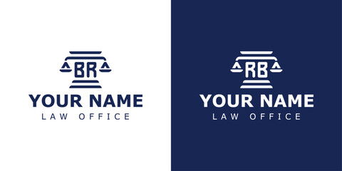 Letter BR and RB Legal Logo, suitable for any business related to lawyer, legal, or justice with BR or RB initials - obrazy, fototapety, plakaty