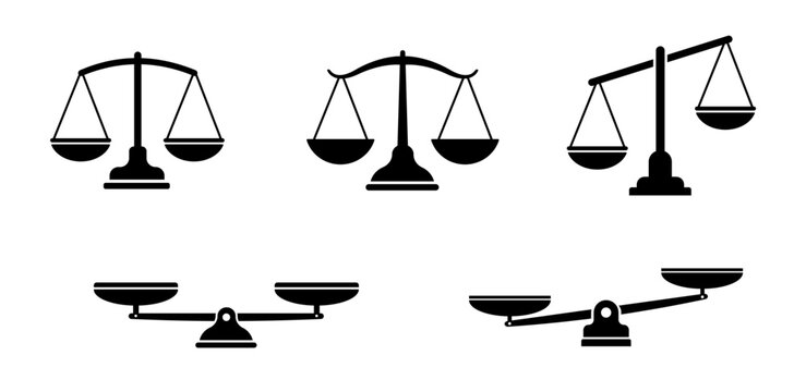 Scales icon set. Justice scales. Weight scales. Scales vector icon. Vector illustrations