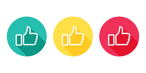 Thumbs up icon in green, yellow, and red color. Like symbol.