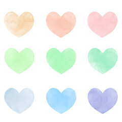 Png Set watercolor hearts on transparent background