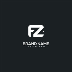 Alphabet minimal letter FZ ZF logo design template - vector.