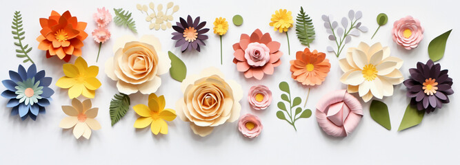 flat lay paper flowers for mother's day - obrazy, fototapety, plakaty
