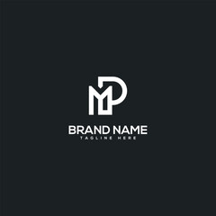 Alphabet minimal letter MP PM logo design template - vector.