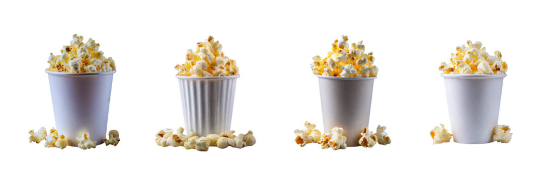 Set of Image of beautiful popcorn cup, illustrations, isolated over on transparent background(1)