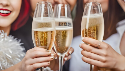 Les amis boivent du champagne pour célébrer le nouvel an