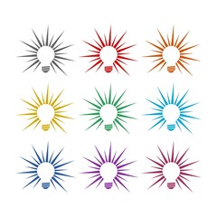 Bright new idea  icon isolated on white background. Set icons colorful