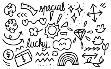 Hand drawn doodle vector set