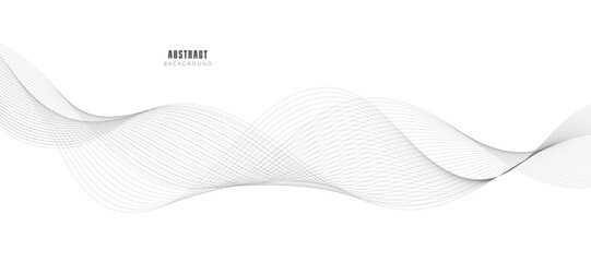 Abstract wave element for design. Digital frequency track equalizer. Stylized line art background. Vector illustration. Wave with lines created using blend tool. Curved wavy line, smooth stripe.