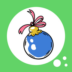 Icon New Year's buheira toy, decoration, holiday, Christmas ball, ribbon bow,