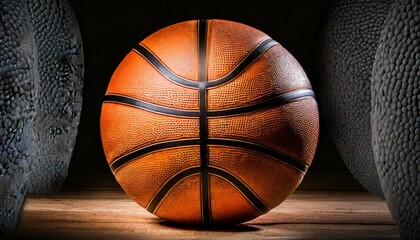 basketball close up on black background