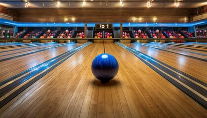 bowling wooden floor with lane generic bowling alley lanes with bowling ball going towards the pins