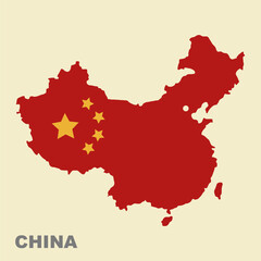 Vector illustration of China flag map. Vector map