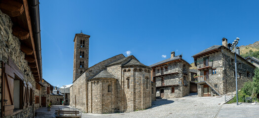 Fototapeta na wymiar Located in Catalonia's Lleida province, Santa Maria de Taull is a religious sanctuary, depicting medieval Catalan life through its frescoes.